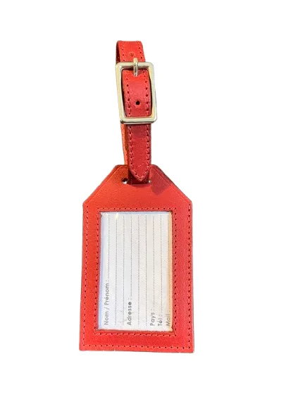 Etiquette bagage cuir rouge Lexcia