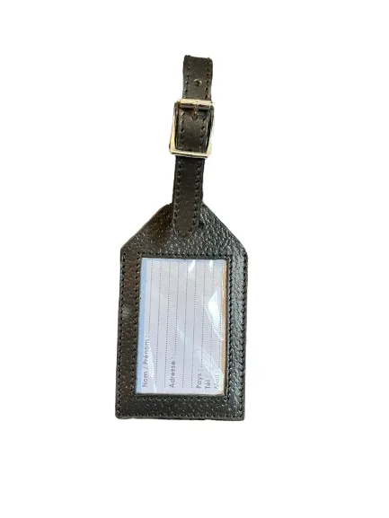 Etiquette bagage cuir black Lexcia