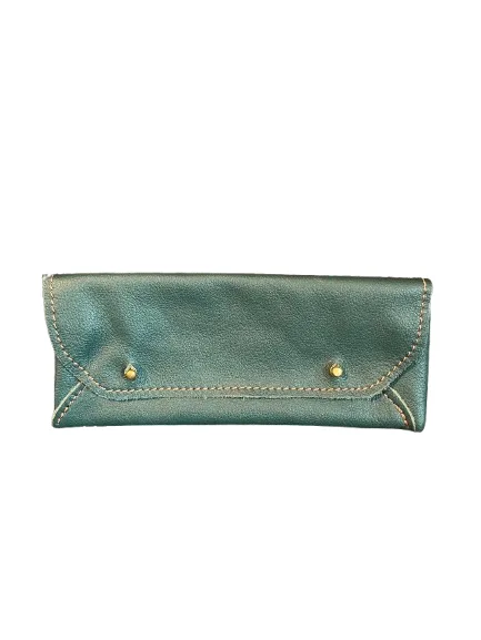 Étui lunettes cuir vert métallisé