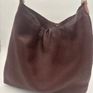 Sac cuir marron intérieur blanc