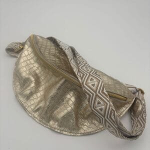 Sac banane doré cuir crocodile