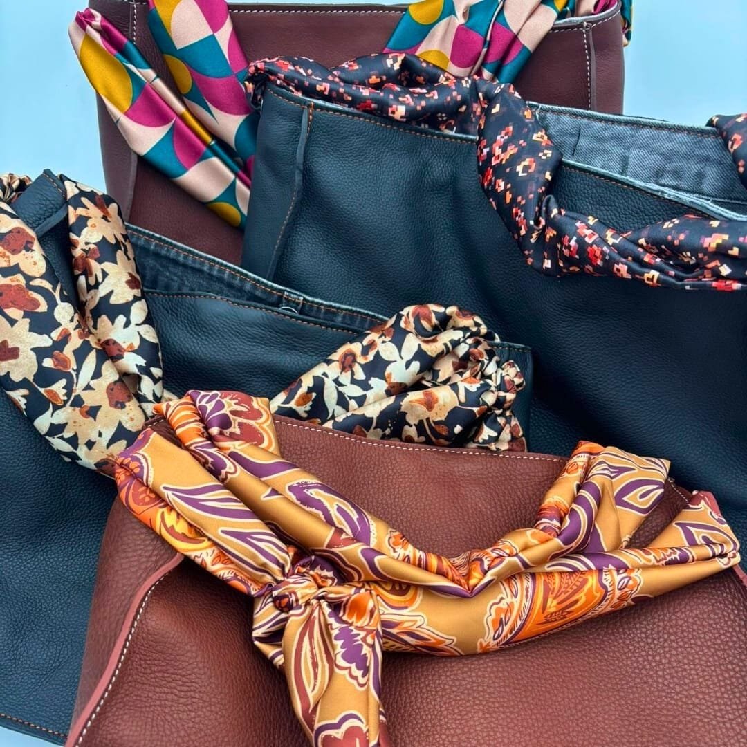 Sac main cuir véritable hanse en soie